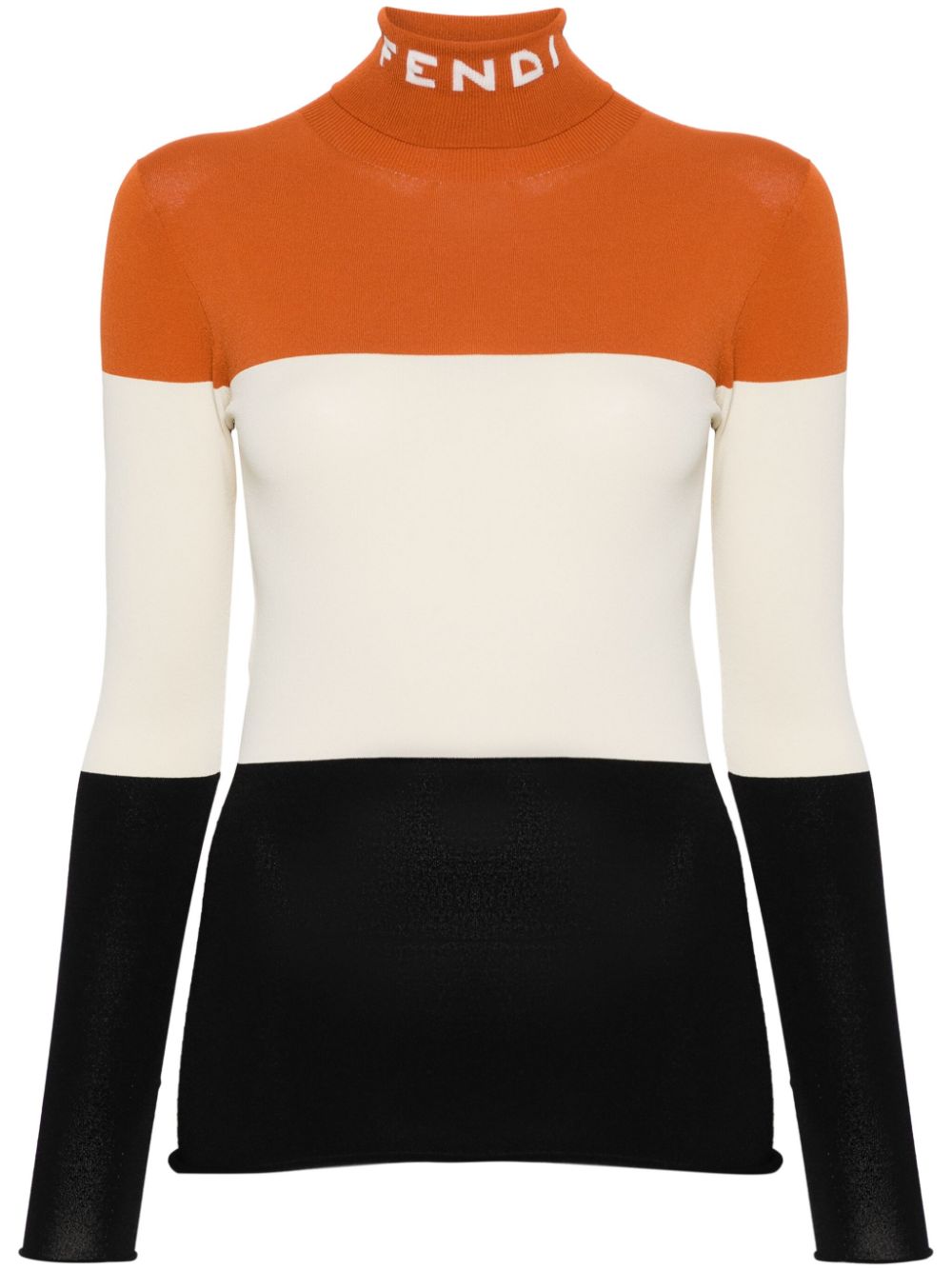 FENDI logo-intarsia colour-block jumper - Orange von FENDI