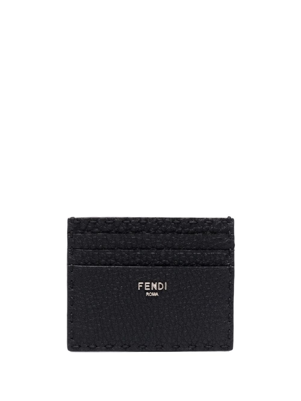 FENDI logo-lettering leather cardholder - Black von FENDI