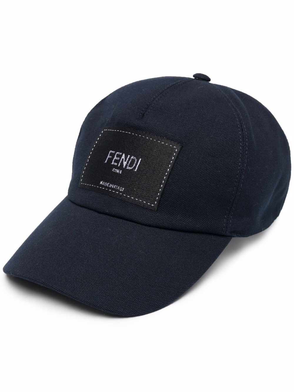 FENDI logo-patch cotton cap - Blue von FENDI