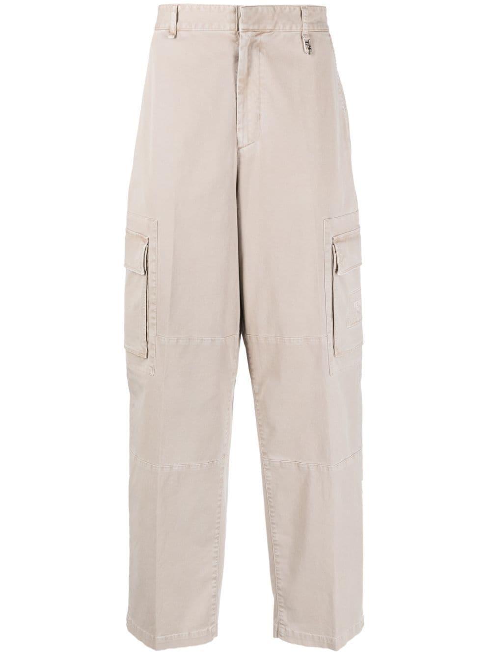 FENDI logo-patch wide-leg trousers - Neutrals von FENDI