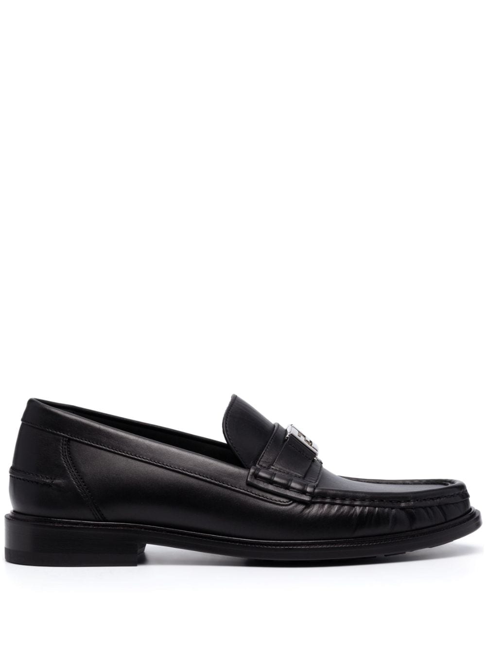 FENDI logo-plaque leather loafers - Black von FENDI