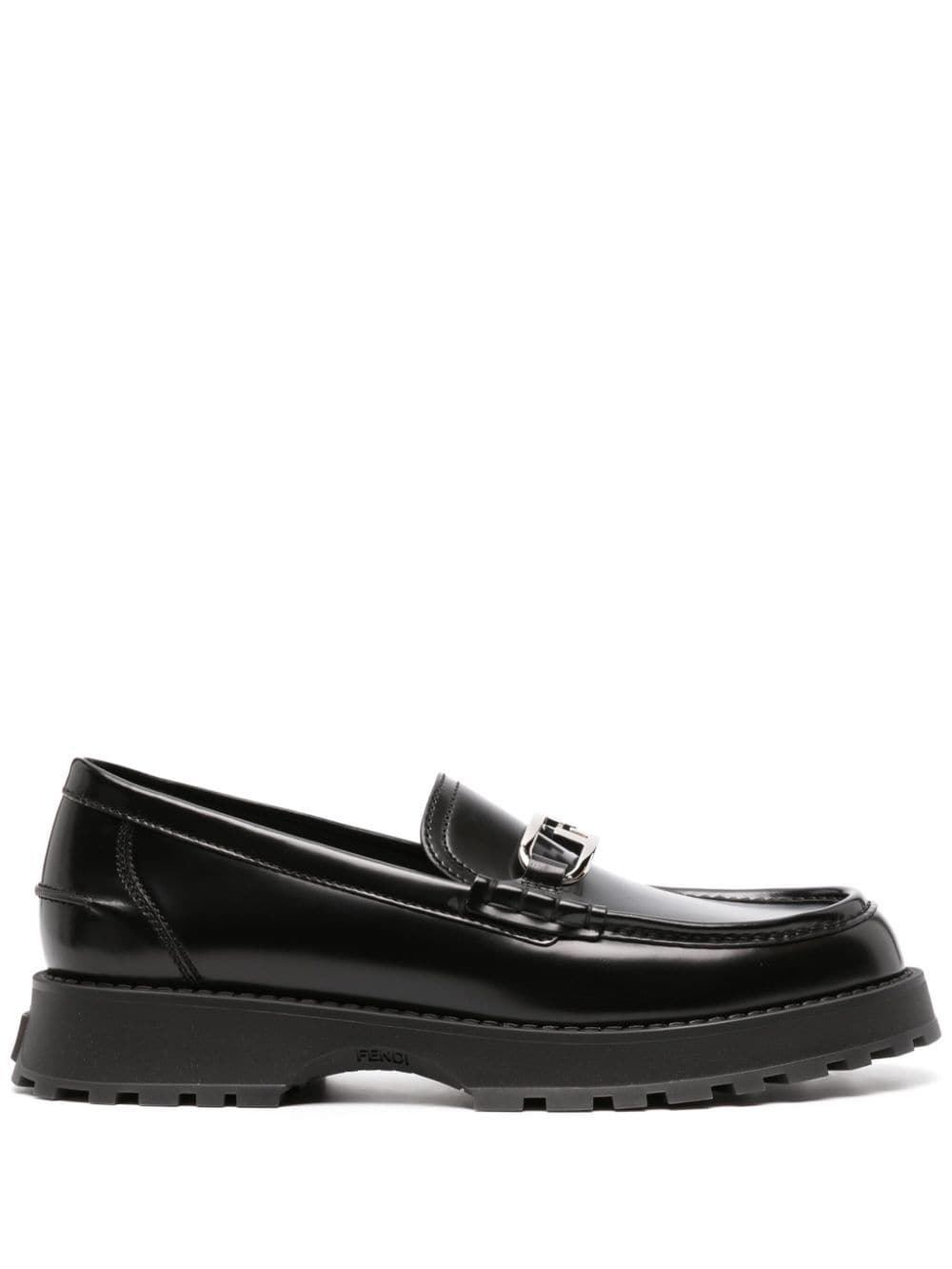 FENDI logo-plaque leather loafers - Black von FENDI