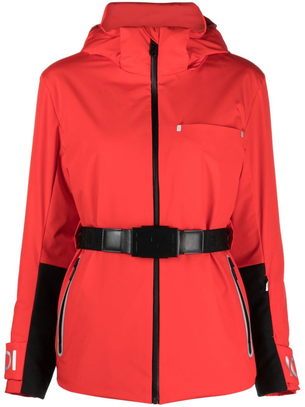 FENDI logo-print belted ski jacket - Red von FENDI