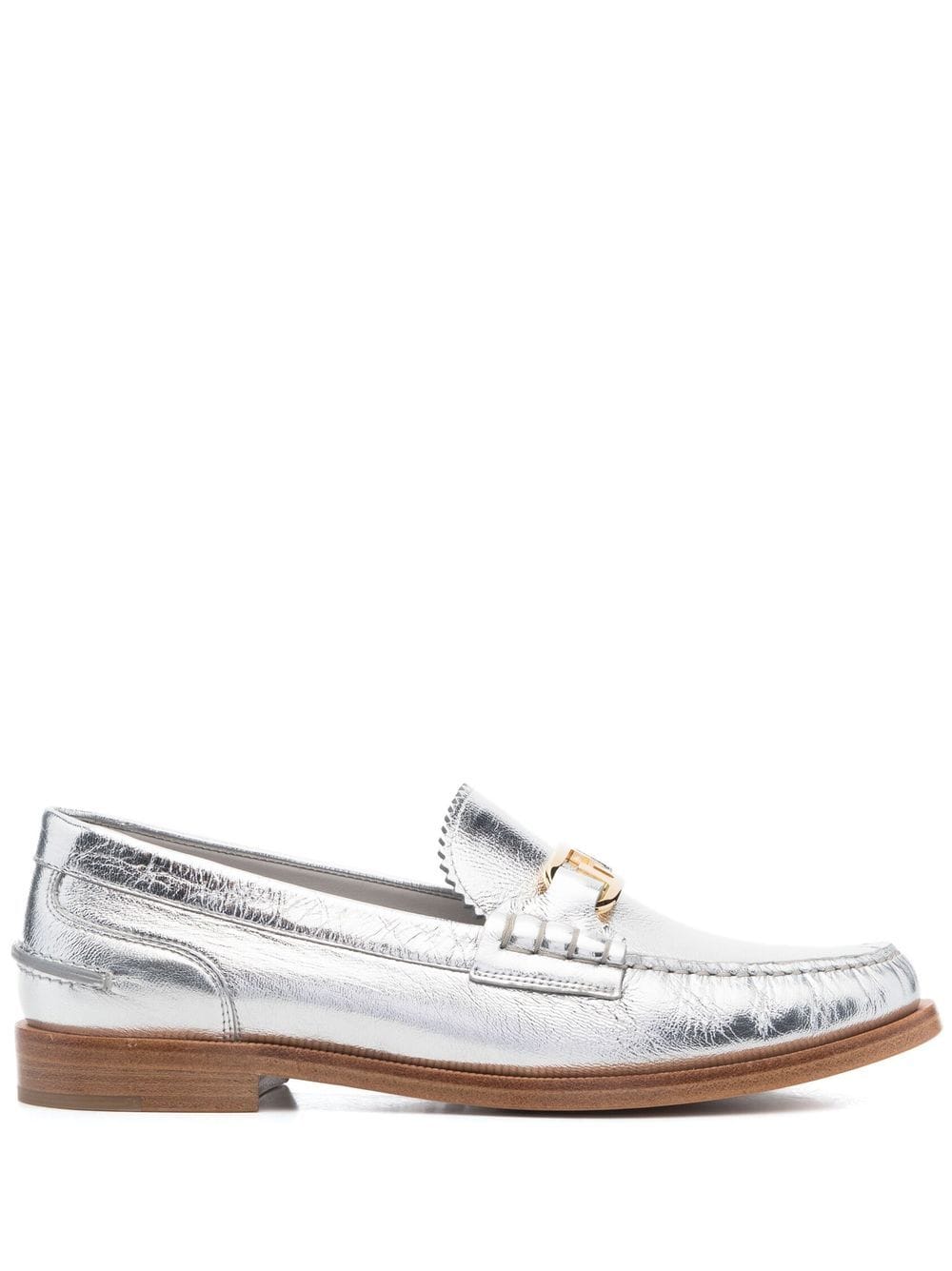 FENDI metallic-finish slip-on loafers - Silver von FENDI