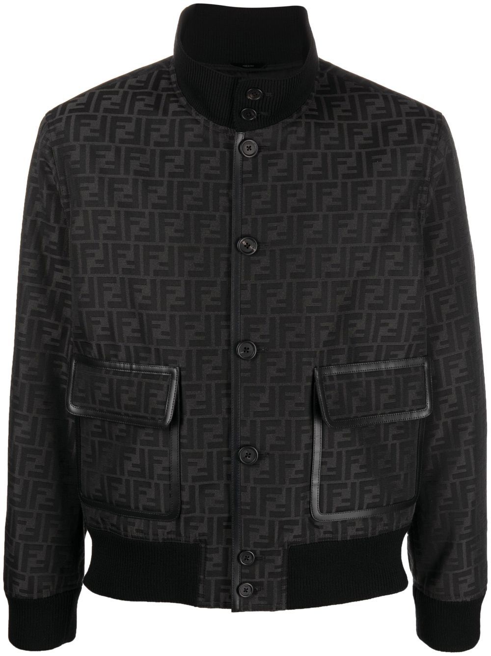 FENDI monogram jacquard flap-pocket bomber jacket - Black von FENDI