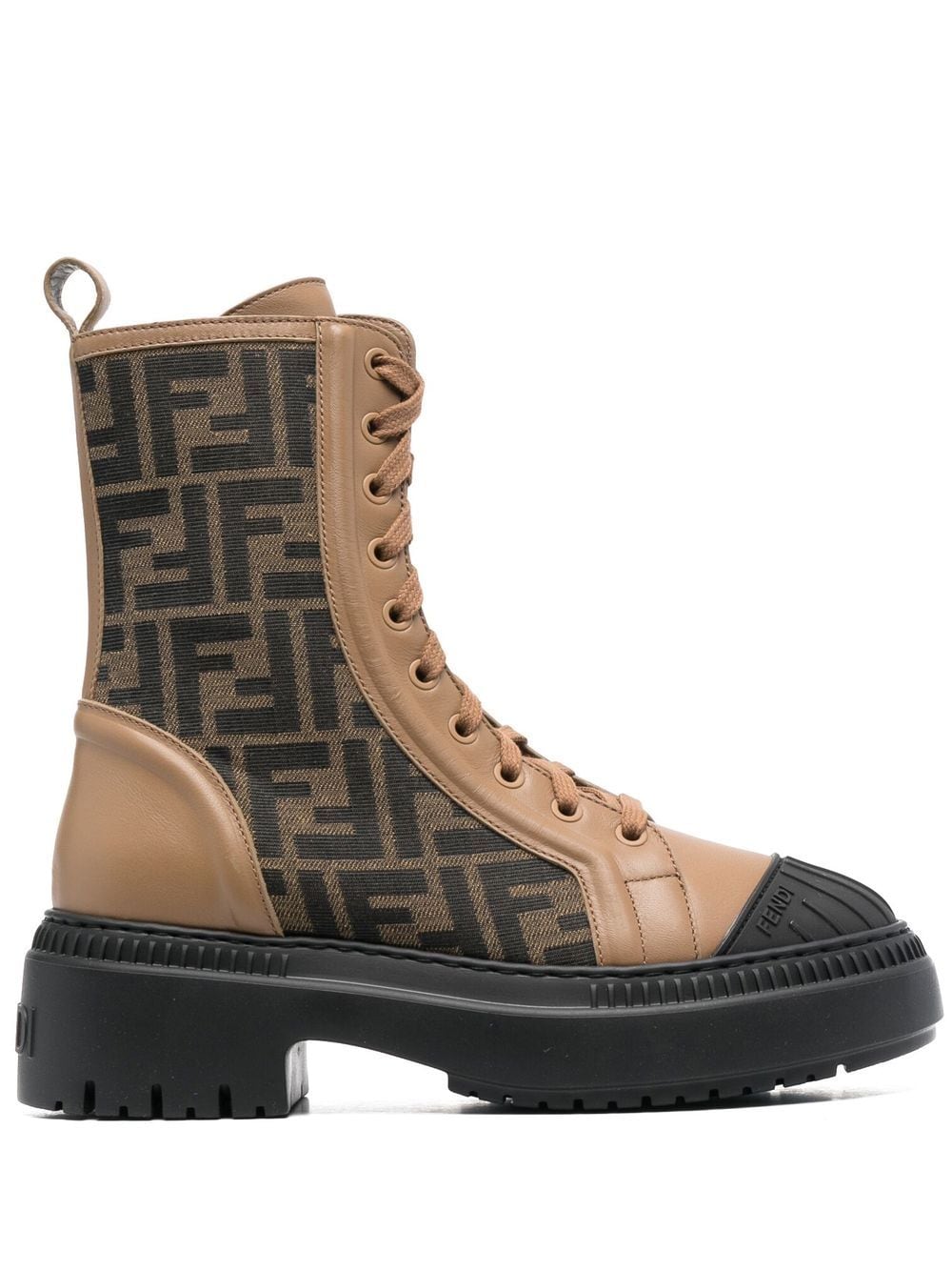 FENDI monogram lace-up boots - Brown von FENDI