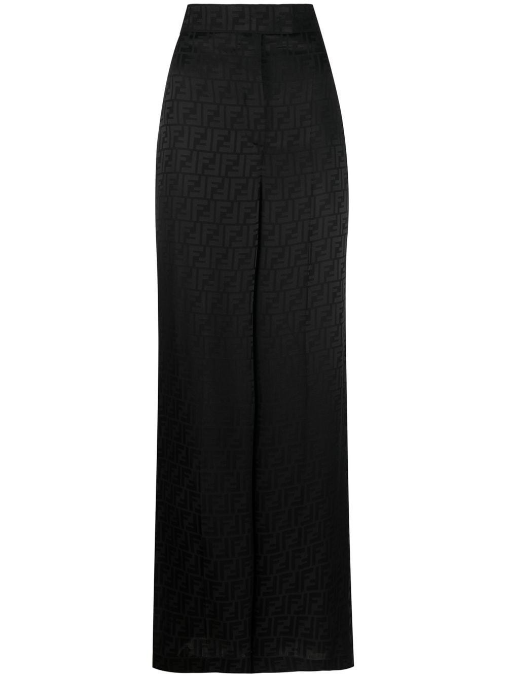 FENDI monogram-print silk trousers - Black von FENDI