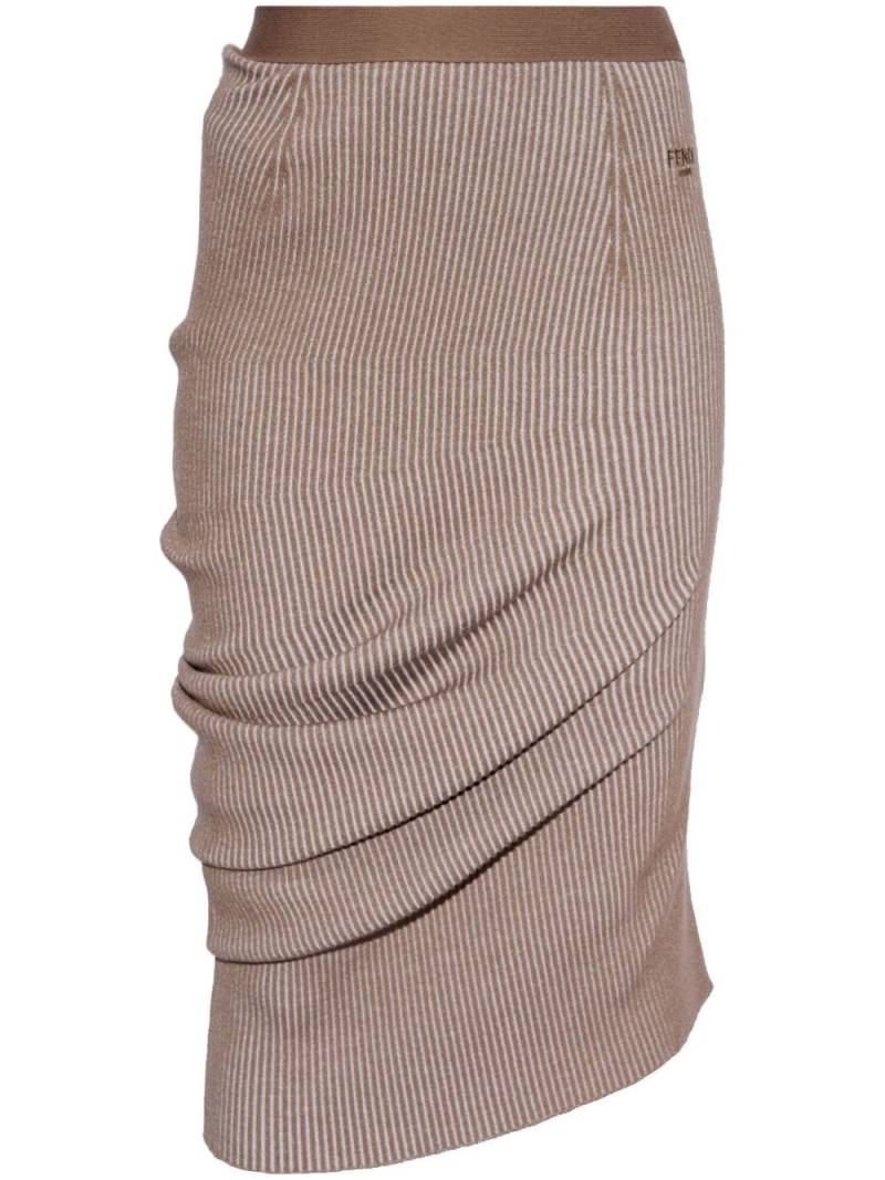FENDI rib-knit wool pencil skirt - Brown von FENDI