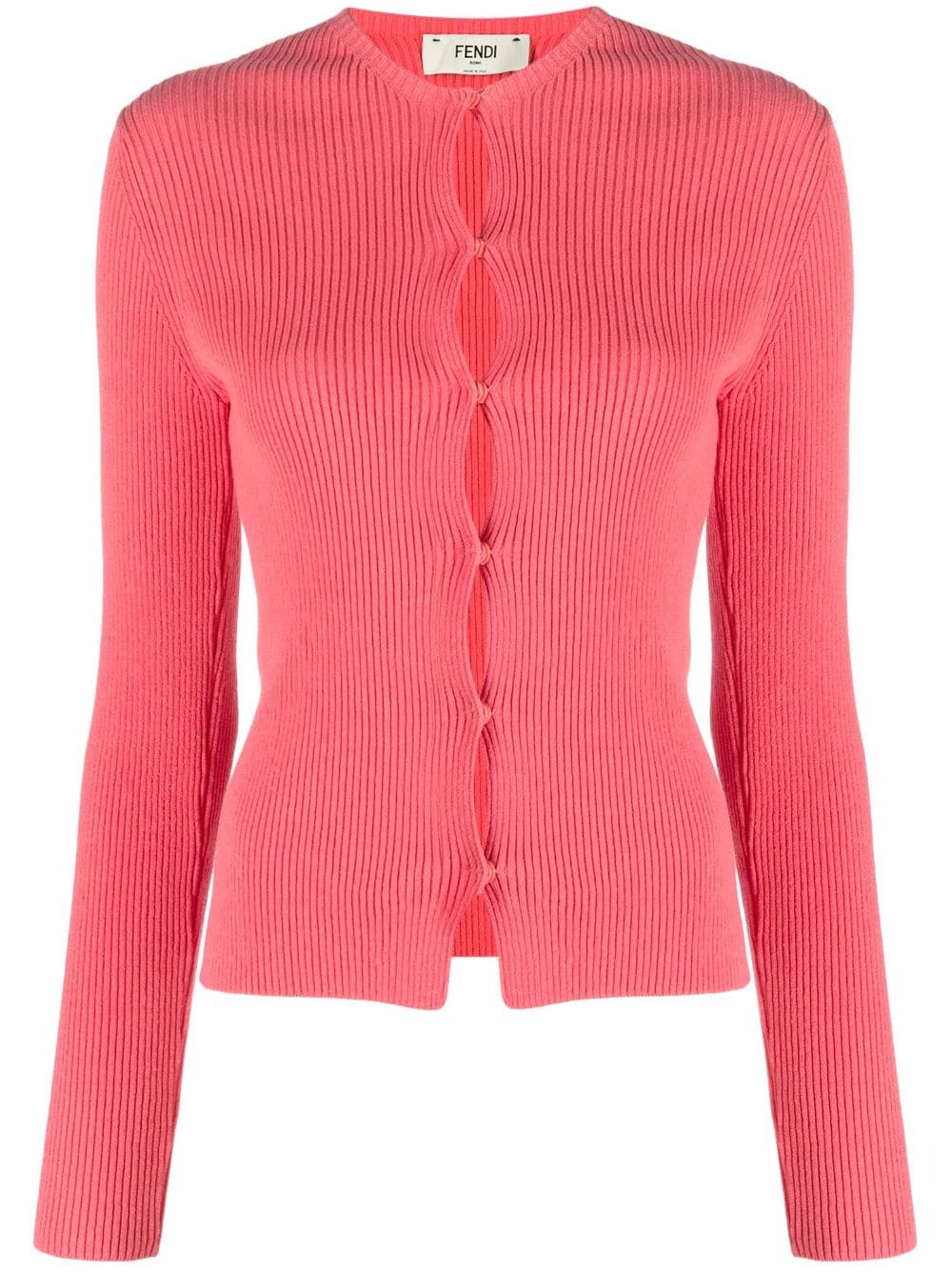 FENDI ribbed-knit cotton-blend cardigan - Pink von FENDI