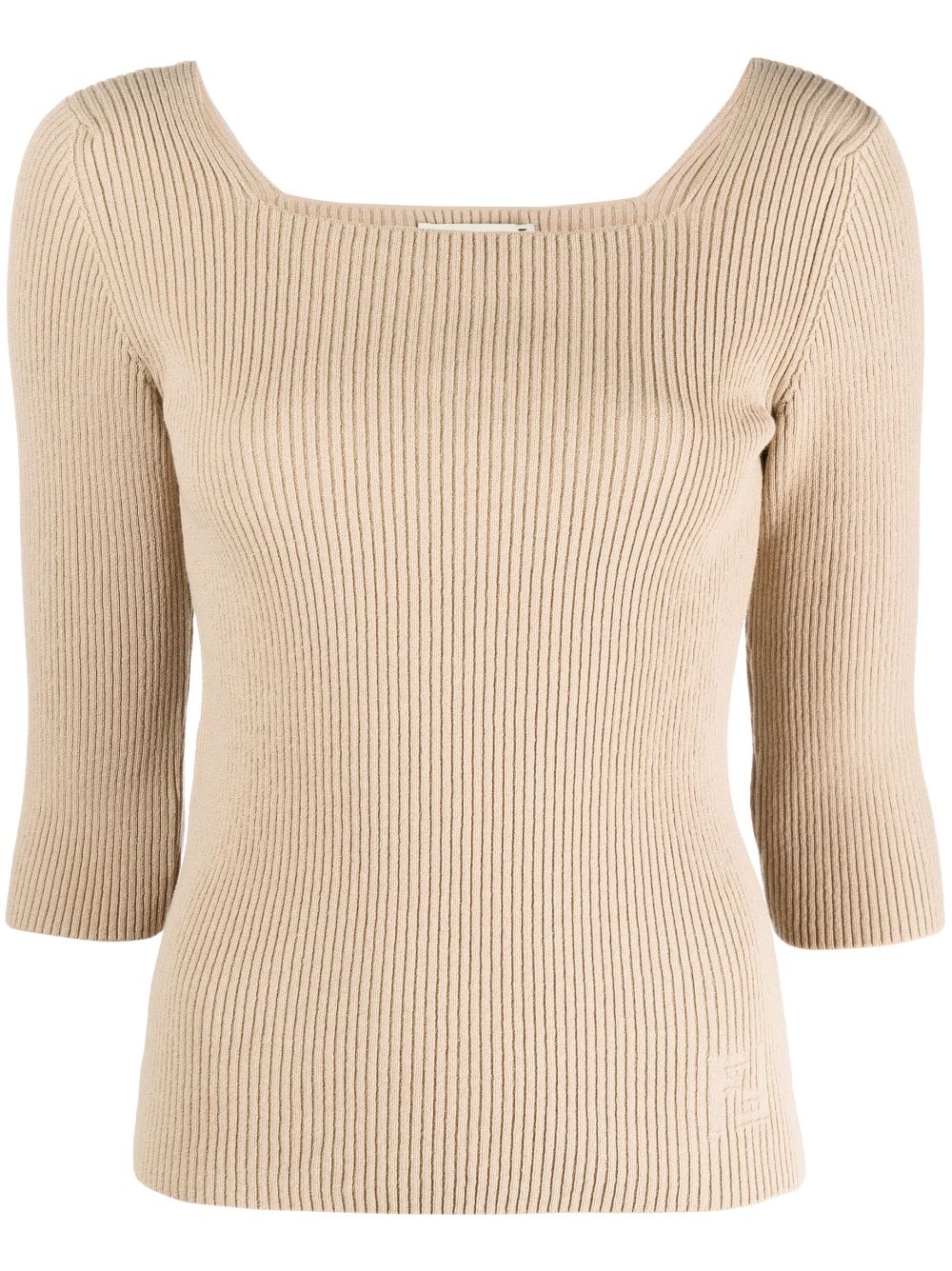 FENDI ribbed-knit cotton-blend top - Neutrals von FENDI