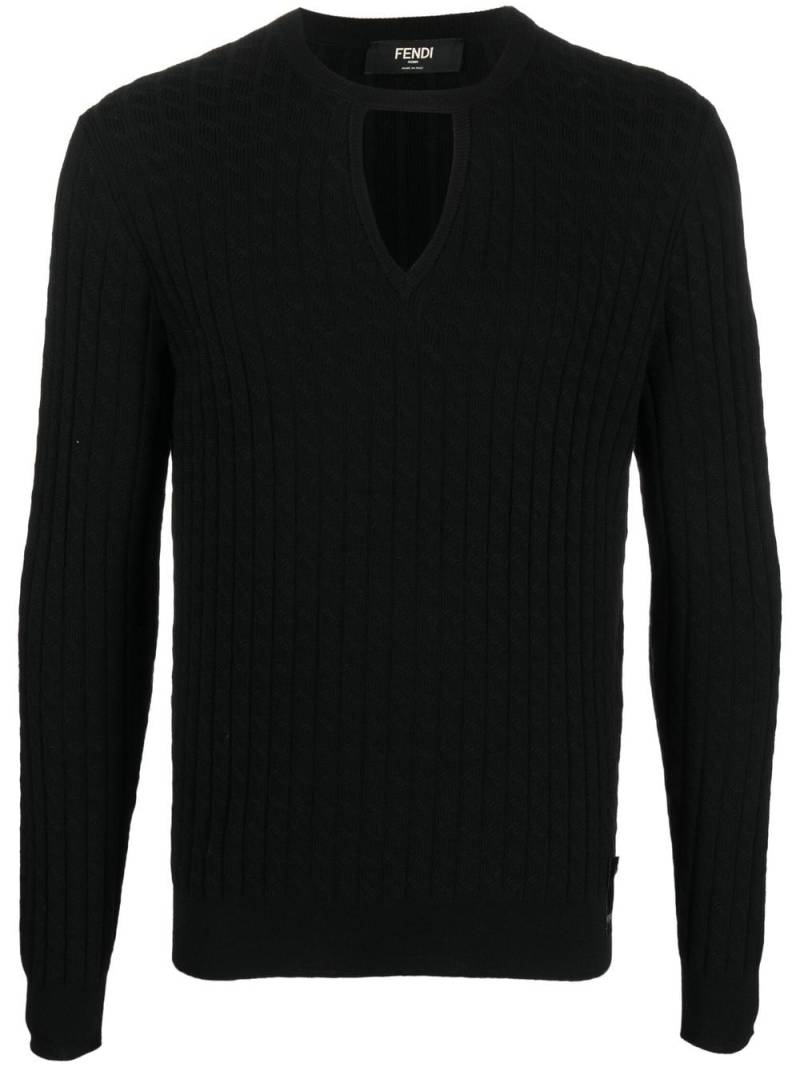 FENDI ribbed-knit virgin wool jumper - Black von FENDI