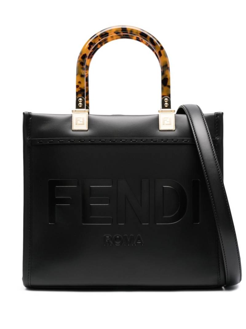 FENDI small Sunshine leather tote bag - Black von FENDI