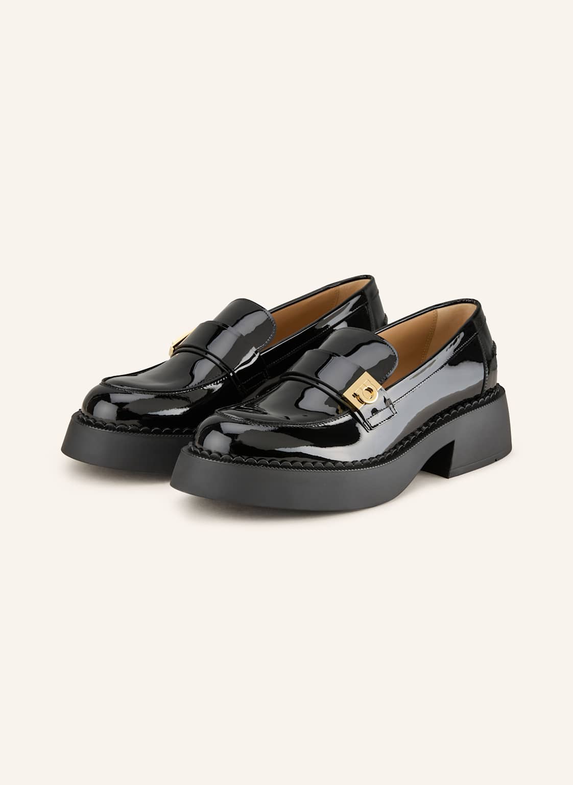 Ferragamo Lack-Loafer Caminia schwarz von FERRAGAMO