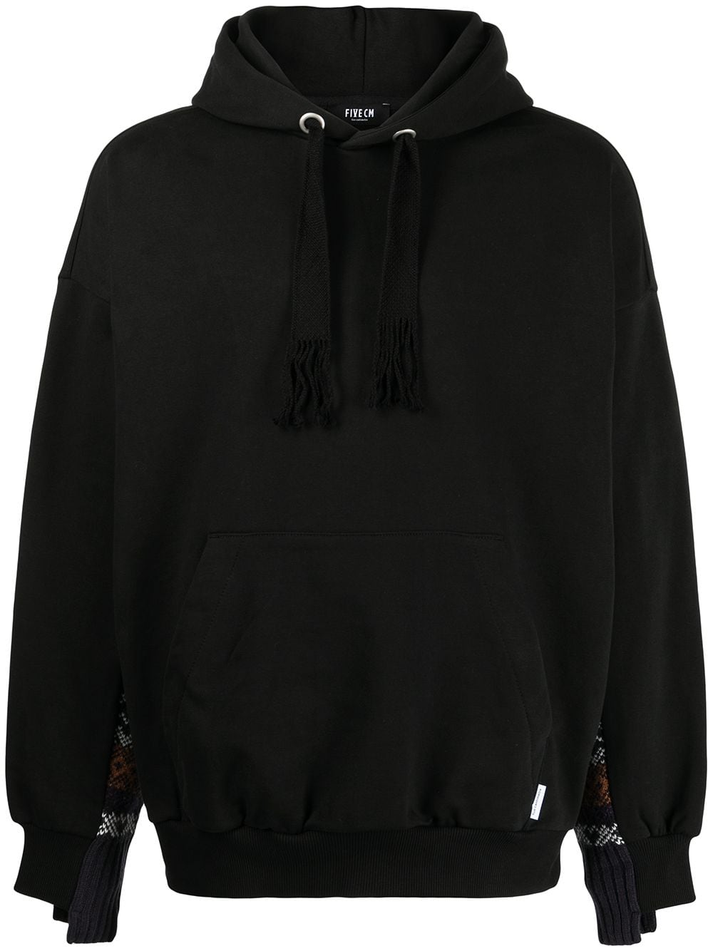 FIVE CM abstract pattern-trim long-sleeve hoodie - Black von FIVE CM