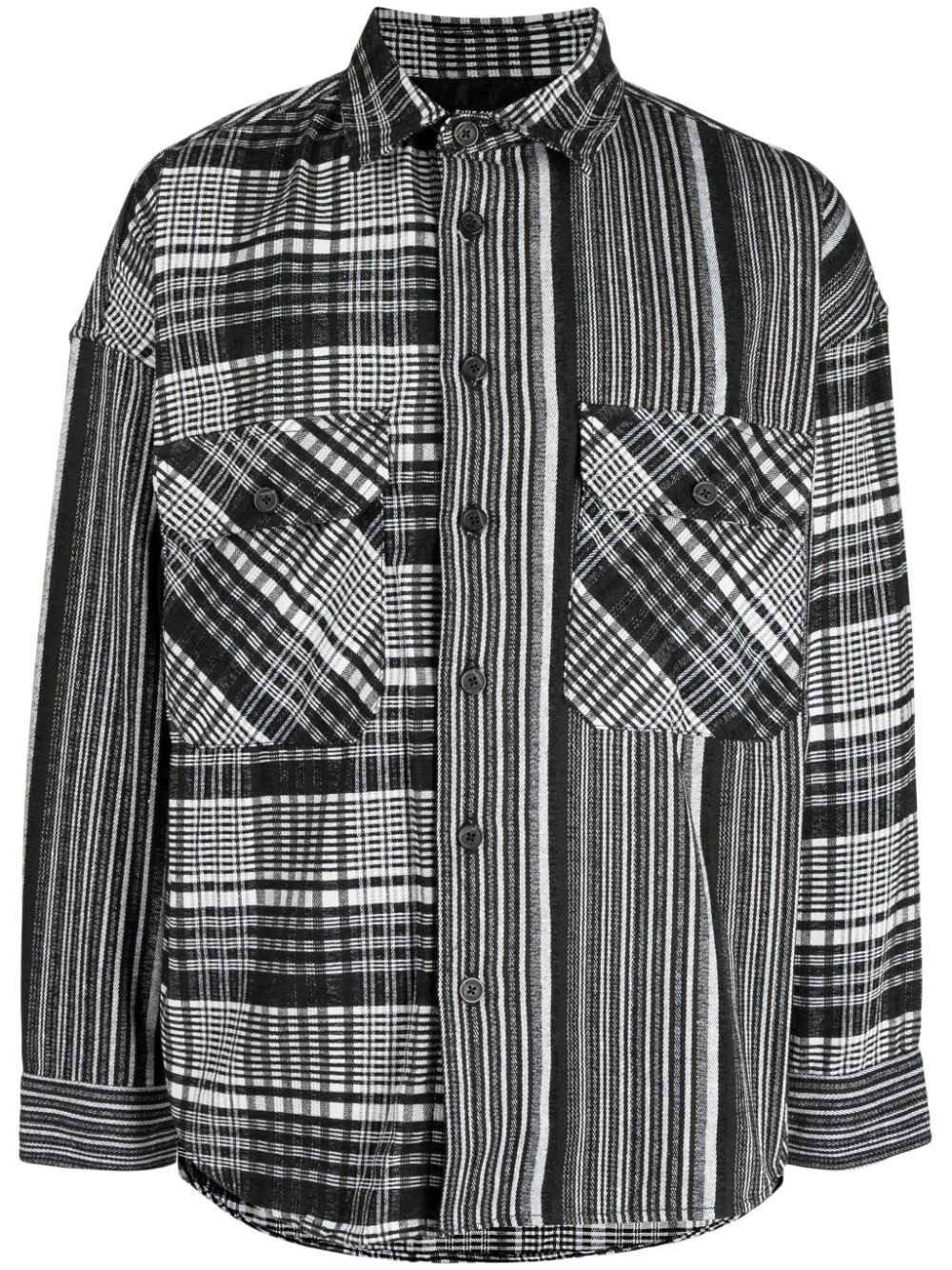 FIVE CM check-print long-sleeve shirt - Black von FIVE CM