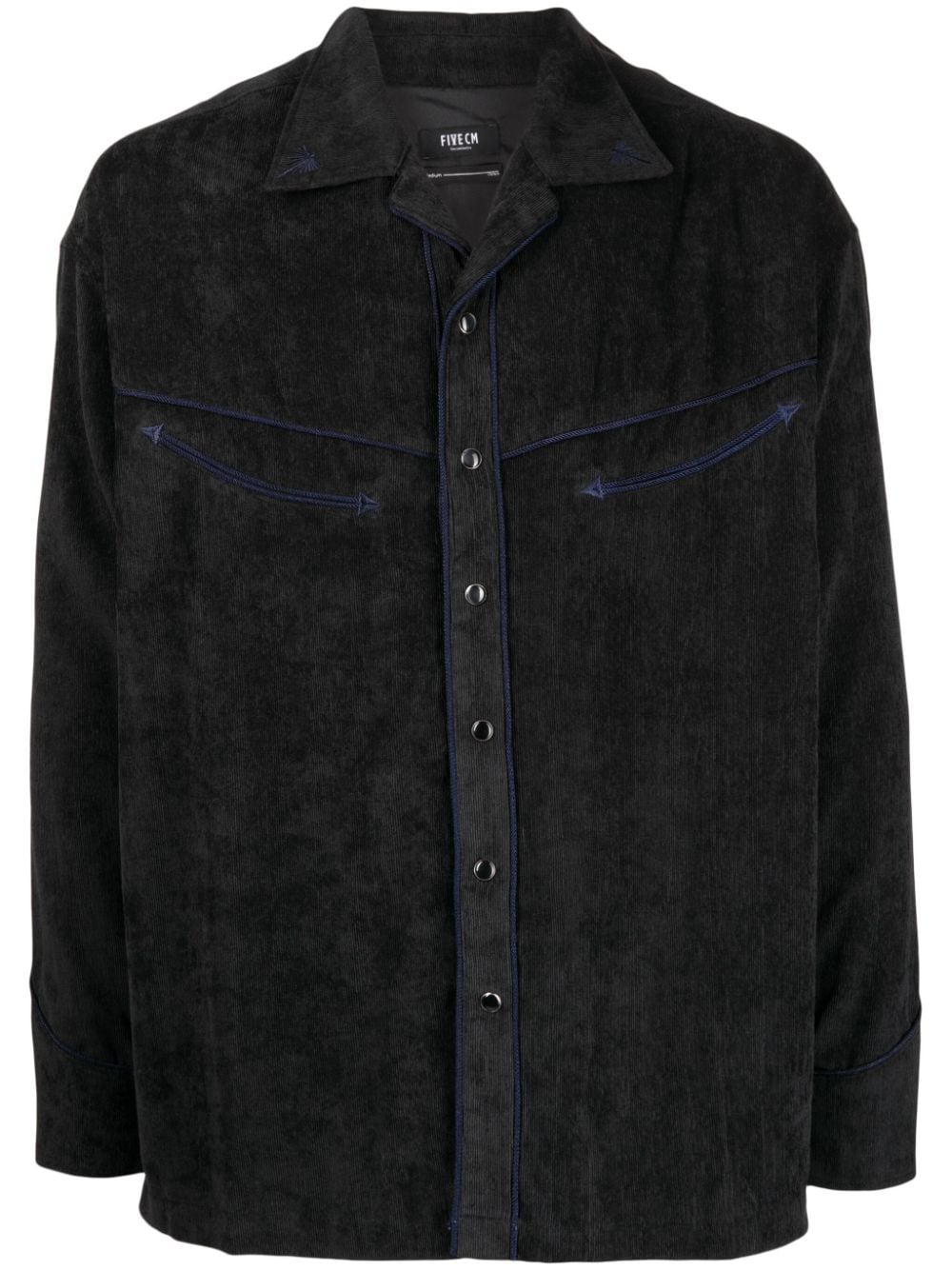 FIVE CM contrasting-trim long-sleeve shirt - Black von FIVE CM