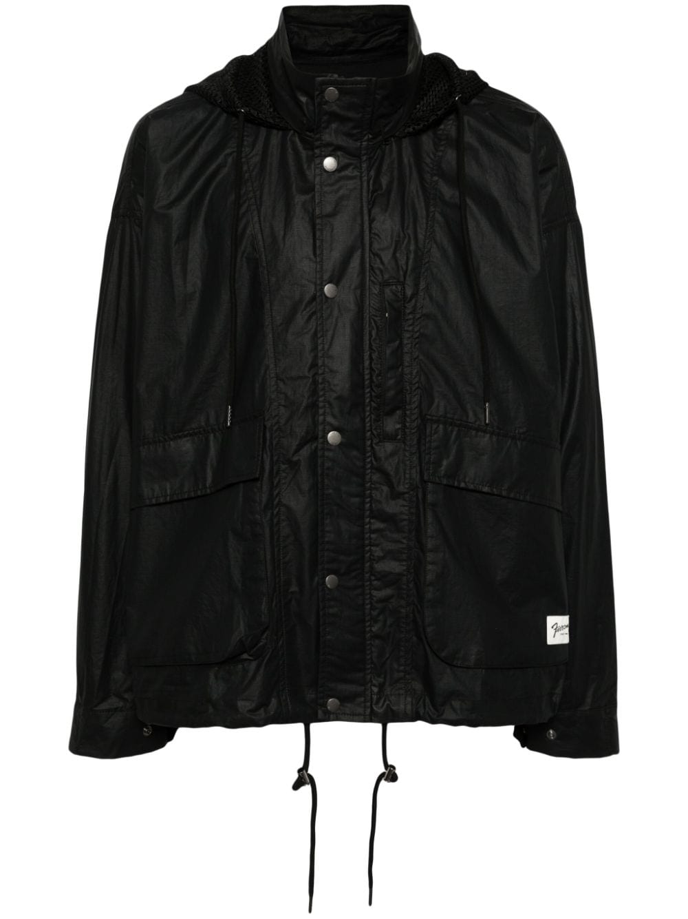 FIVE CM drawstring-hood coated-finish jacket - Black von FIVE CM