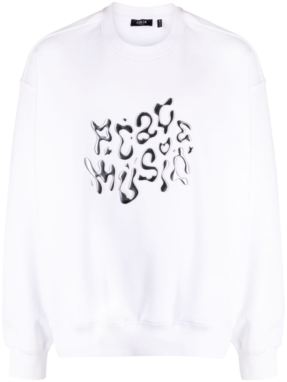 FIVE CM embossed-lettering cotton-blend sweatshirt - White von FIVE CM