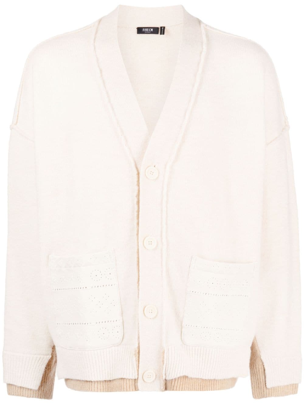 FIVE CM embroidered-detail knitted cardigan - White von FIVE CM