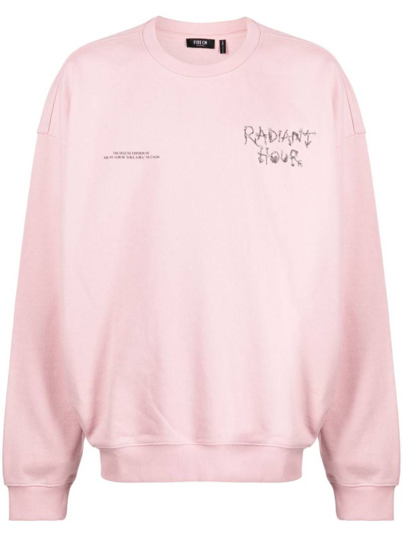 FIVE CM embroidered-slogan cotton sweatshirt - Pink von FIVE CM