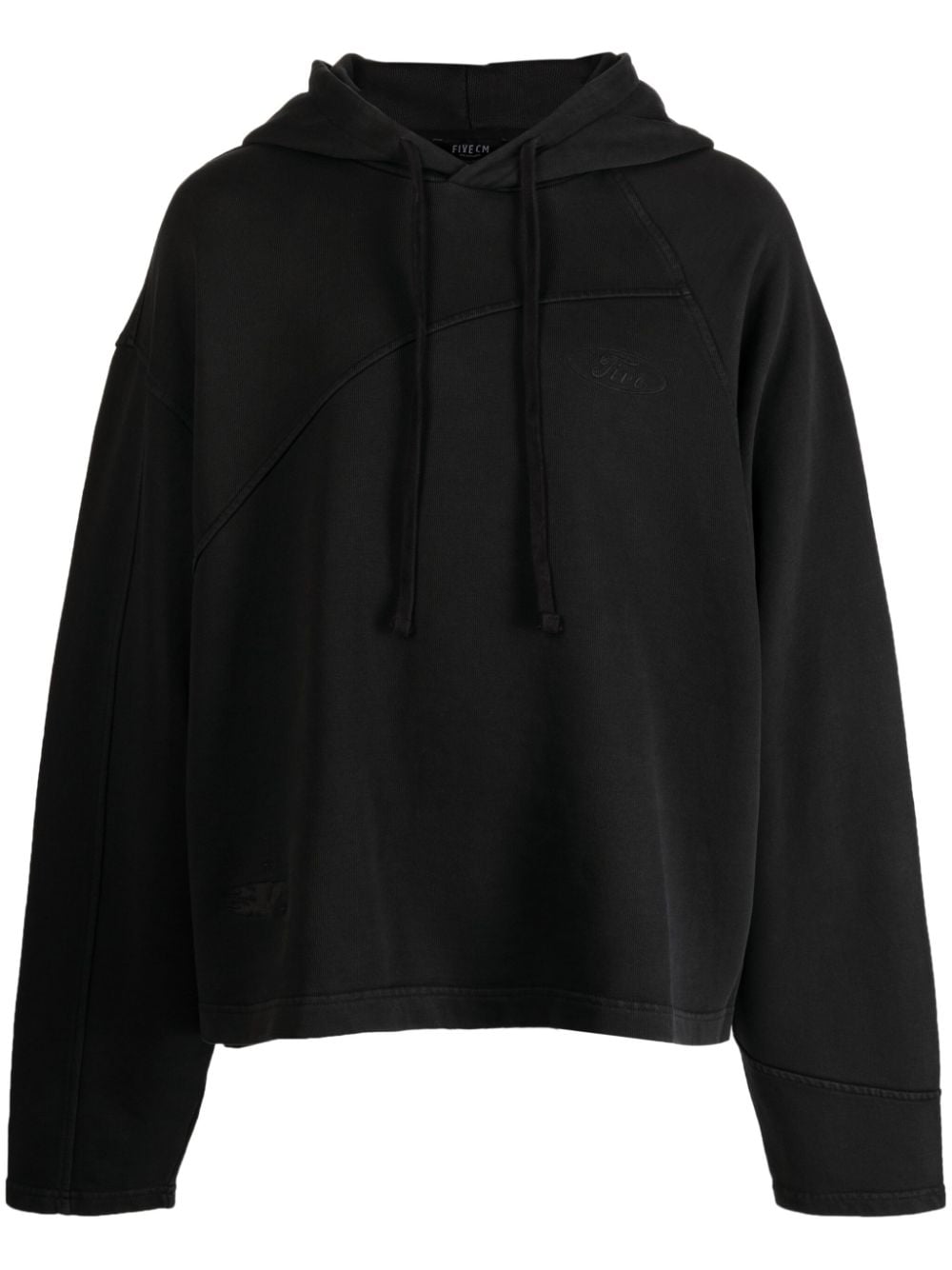 FIVE CM logo-embroidered cotton hoodie - Black von FIVE CM