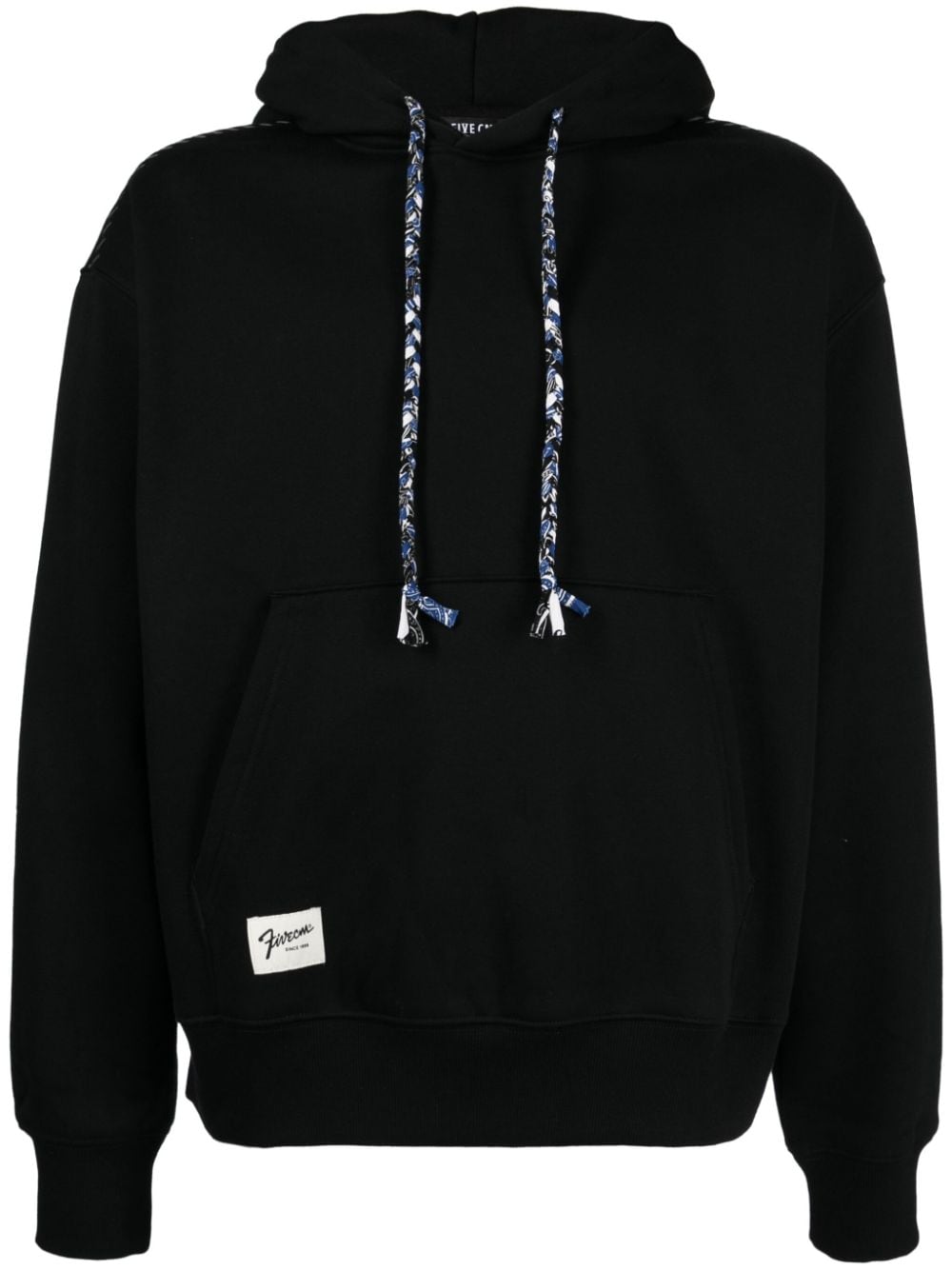 FIVE CM logo-patch cotton-blend hoodie - Black von FIVE CM