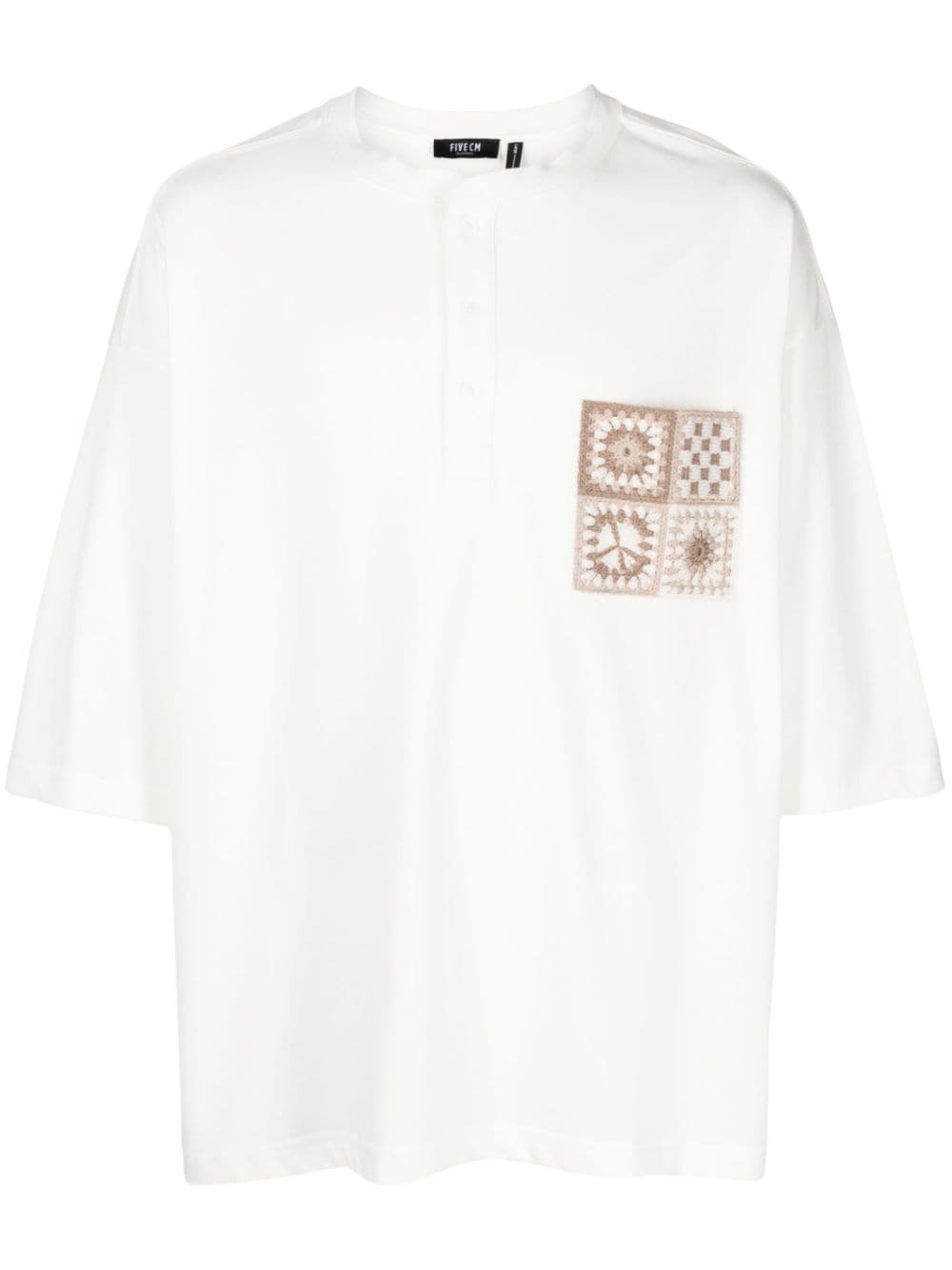 FIVE CM motif-embroidered cotton T-shirt - White von FIVE CM