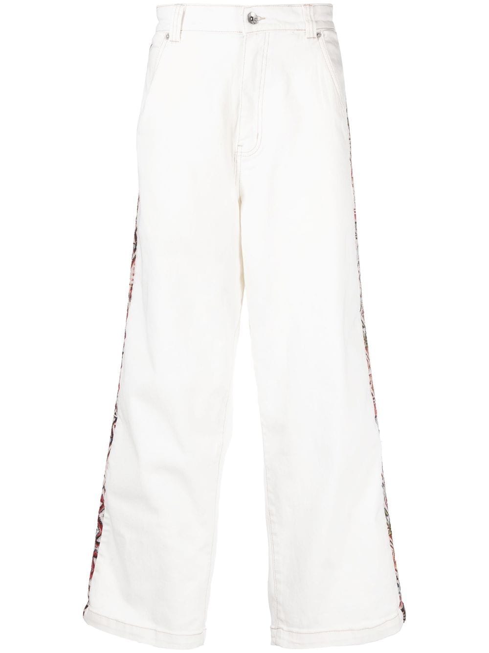 FIVE CM patterned-jacquard straight-leg jeans - White von FIVE CM