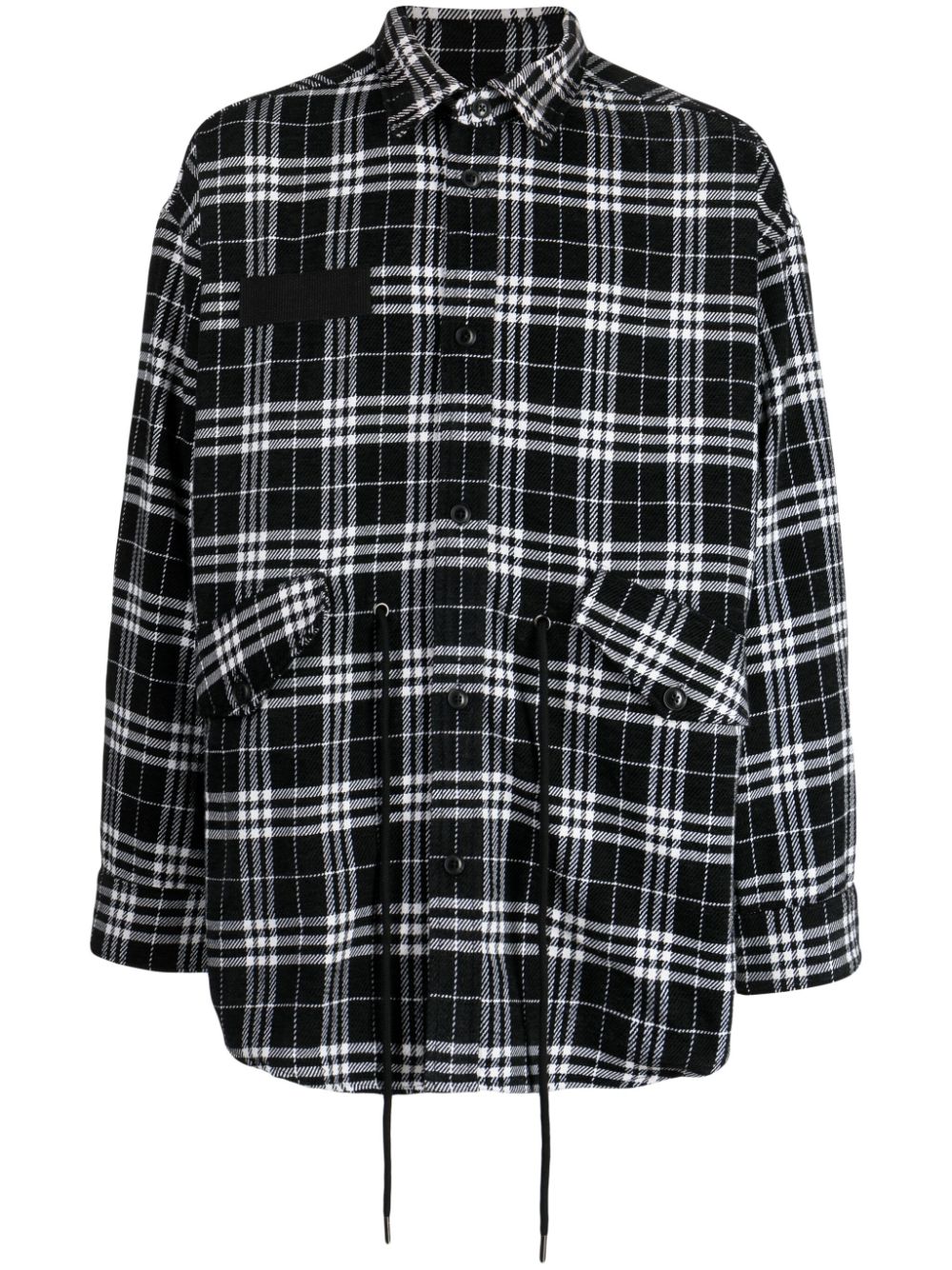 FIVE CM plaid drawstring-waist shirt - Black von FIVE CM