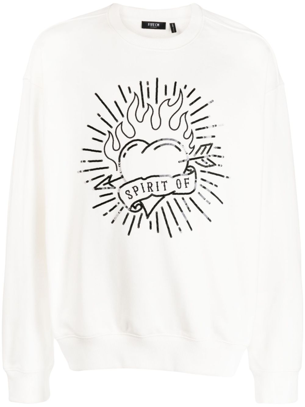FIVE CM slogan-embroidered cotton sweatshirt - White von FIVE CM