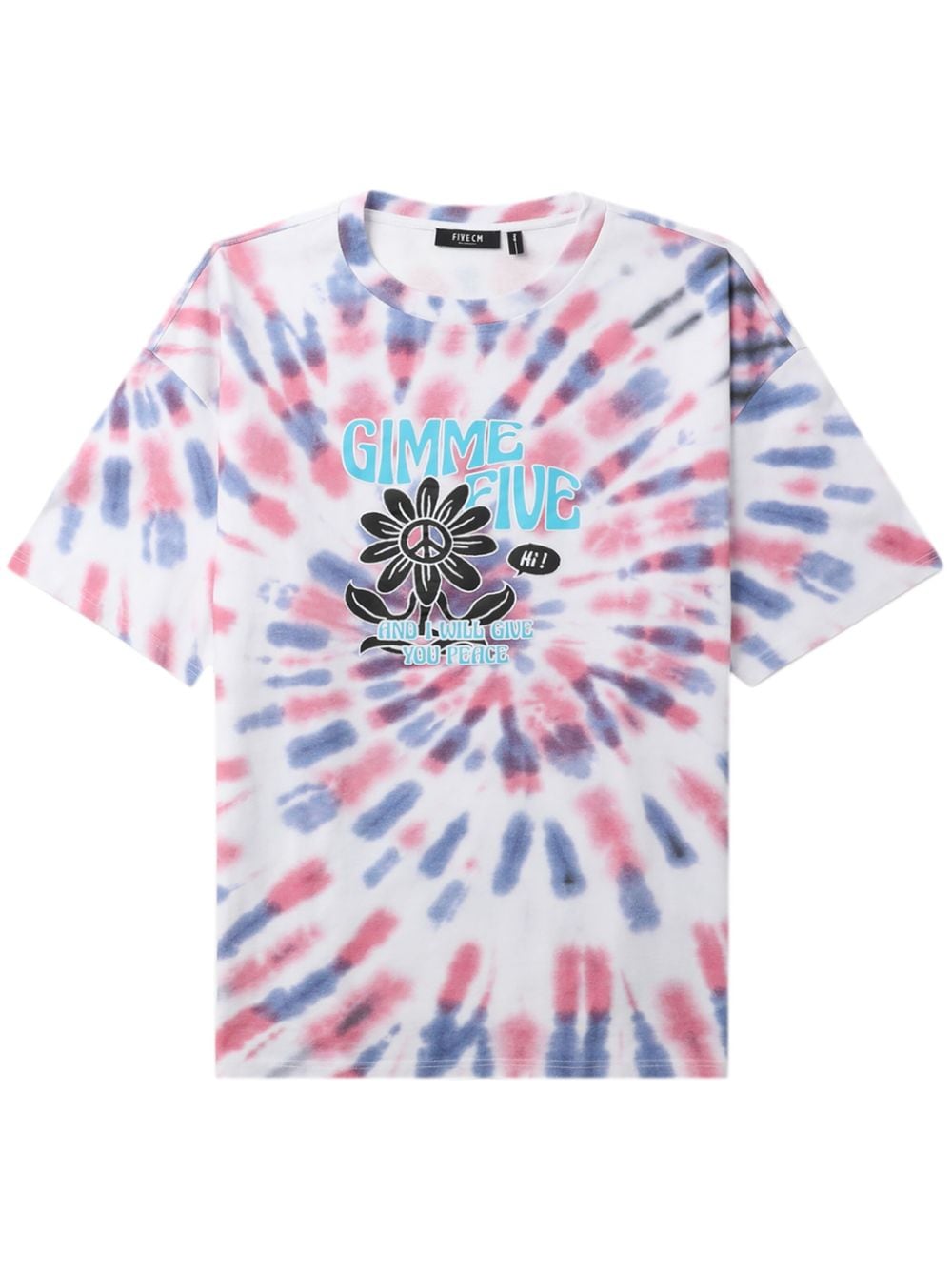 FIVE CM slogan-print tie-dye T-shirt - White von FIVE CM