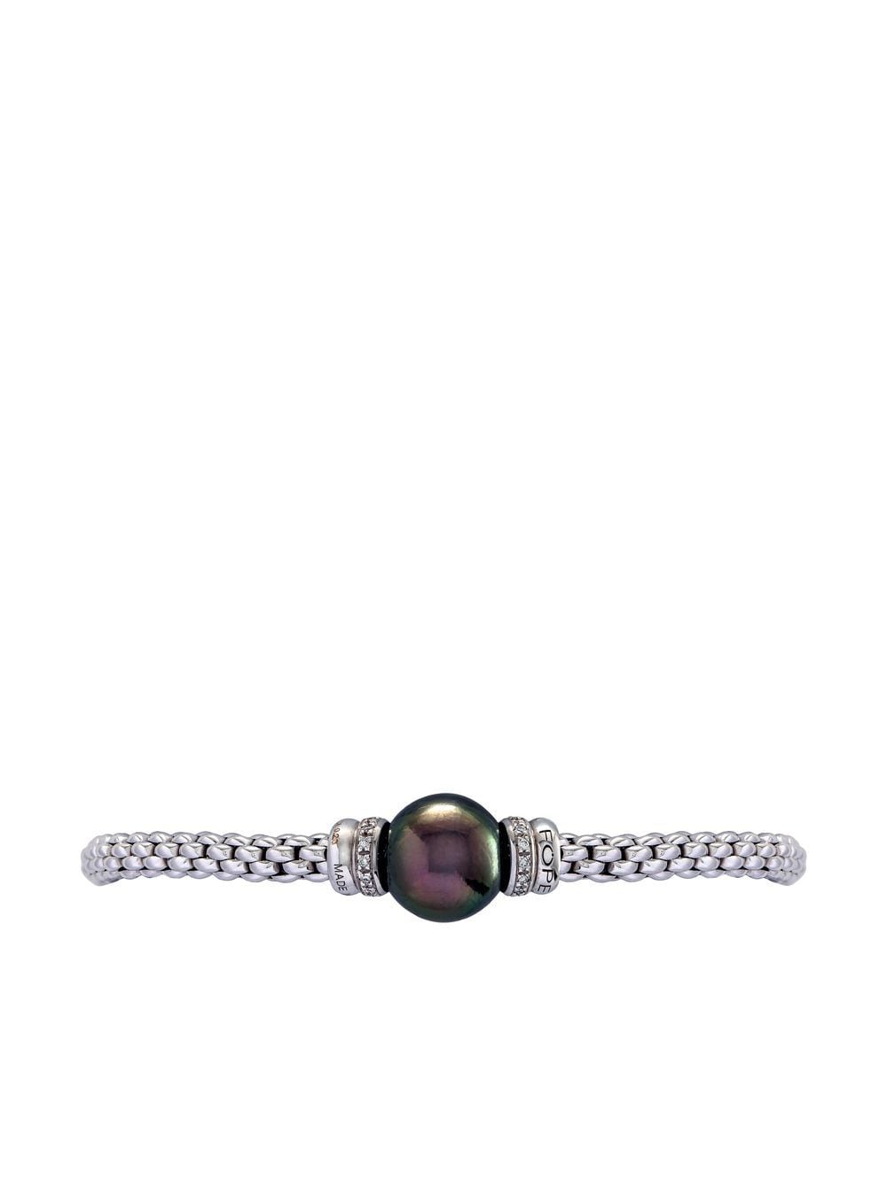 FOPE 18kt white gold Flexible black pearl and white diamond bracelet - Silver von FOPE