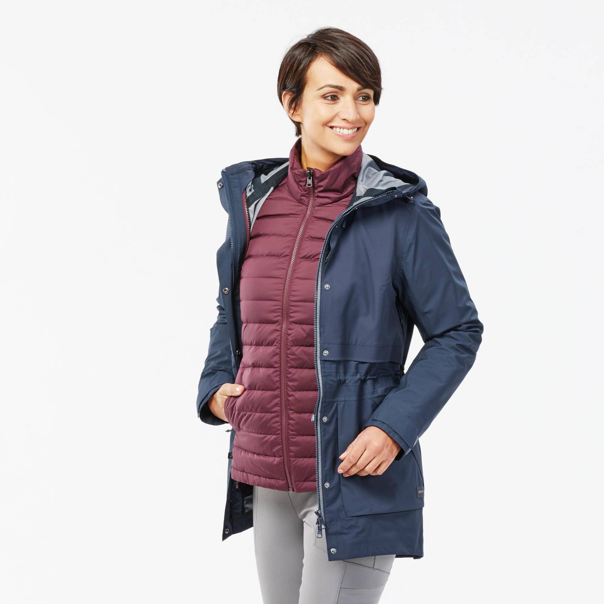 3-in-1-jacke - Travel 900 3en1 Compact Damen Blau XS von FORCLAZ