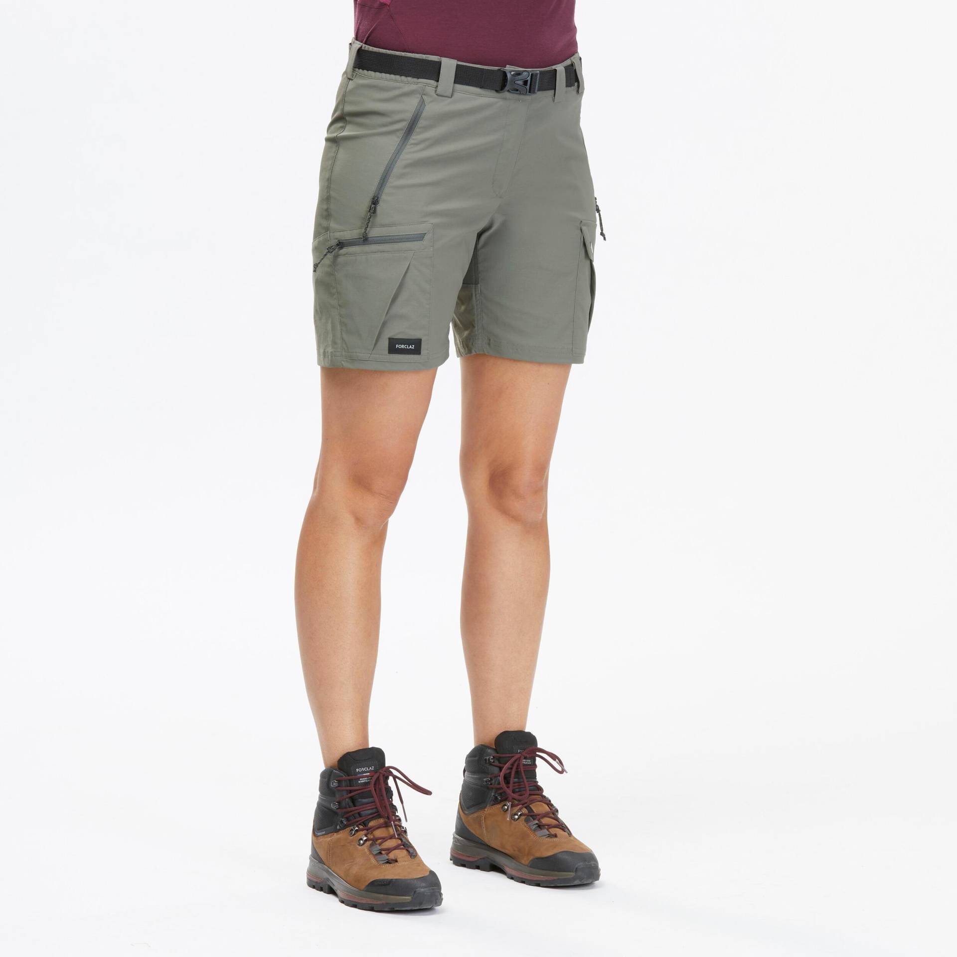 Trekkingshorts Bergtrekking Mt500 Damen Khaki Damen Khaki XL von FORCLAZ