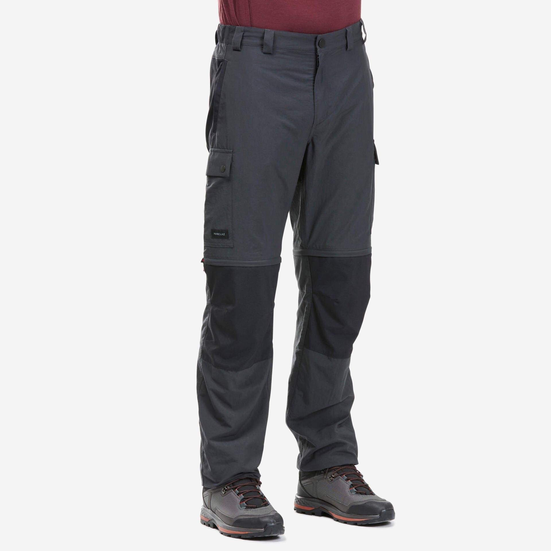 Zip-off-hose - Trek 100 Zip Off Herren Gewittergrau 42/M/L von FORCLAZ