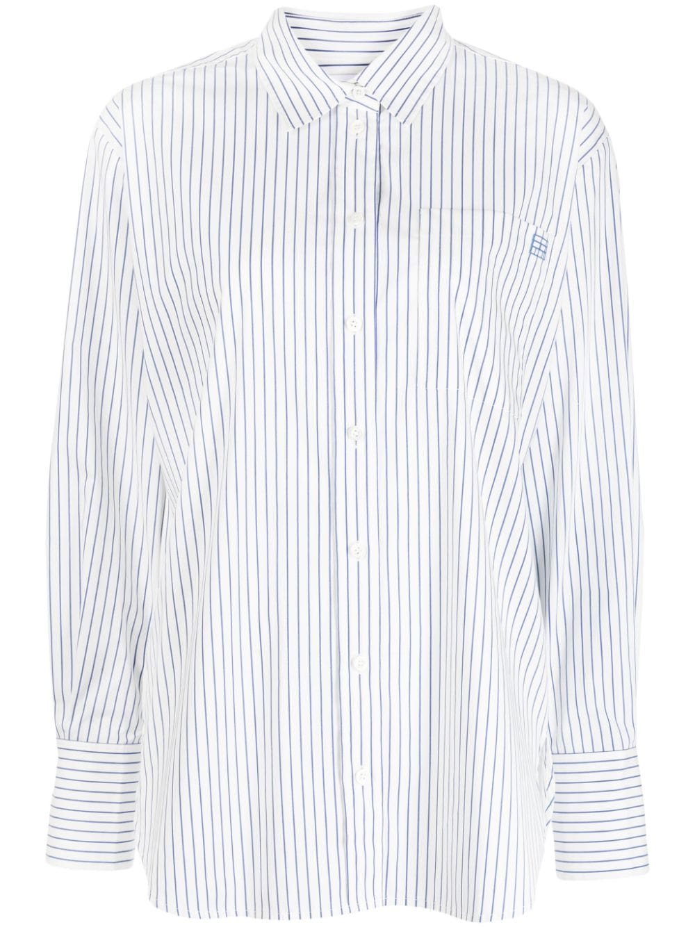 FRAME The Oversized striped shirt - White von FRAME