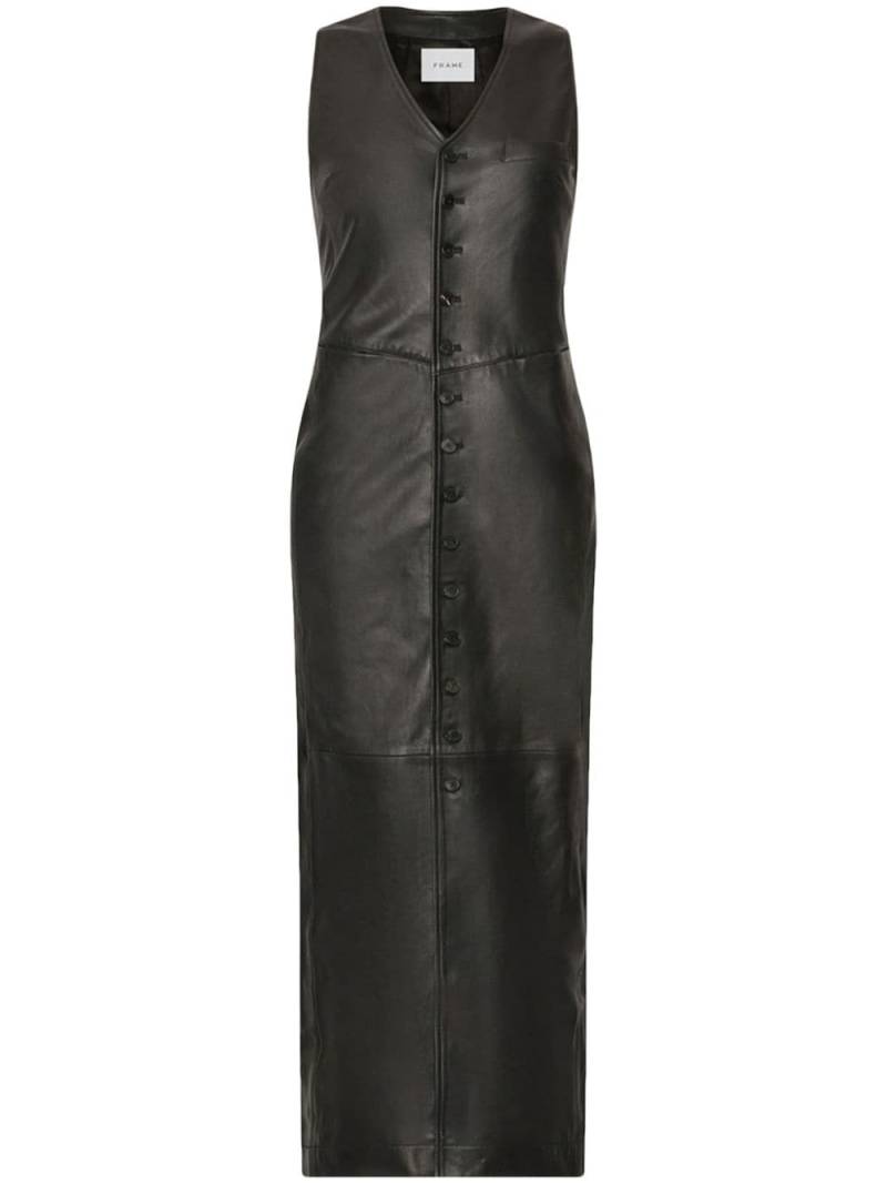 FRAME button-down leather midi dress - Black von FRAME