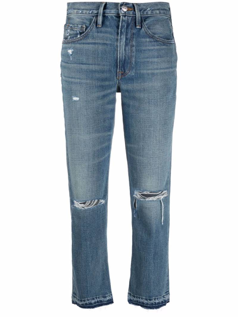 FRAME distressed mid-rise cropped jeans - Blue von FRAME