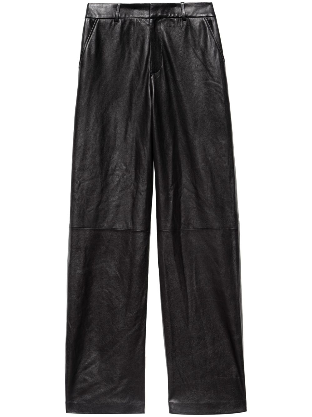FRAME panelled leather high-waisted trousers - Black von FRAME