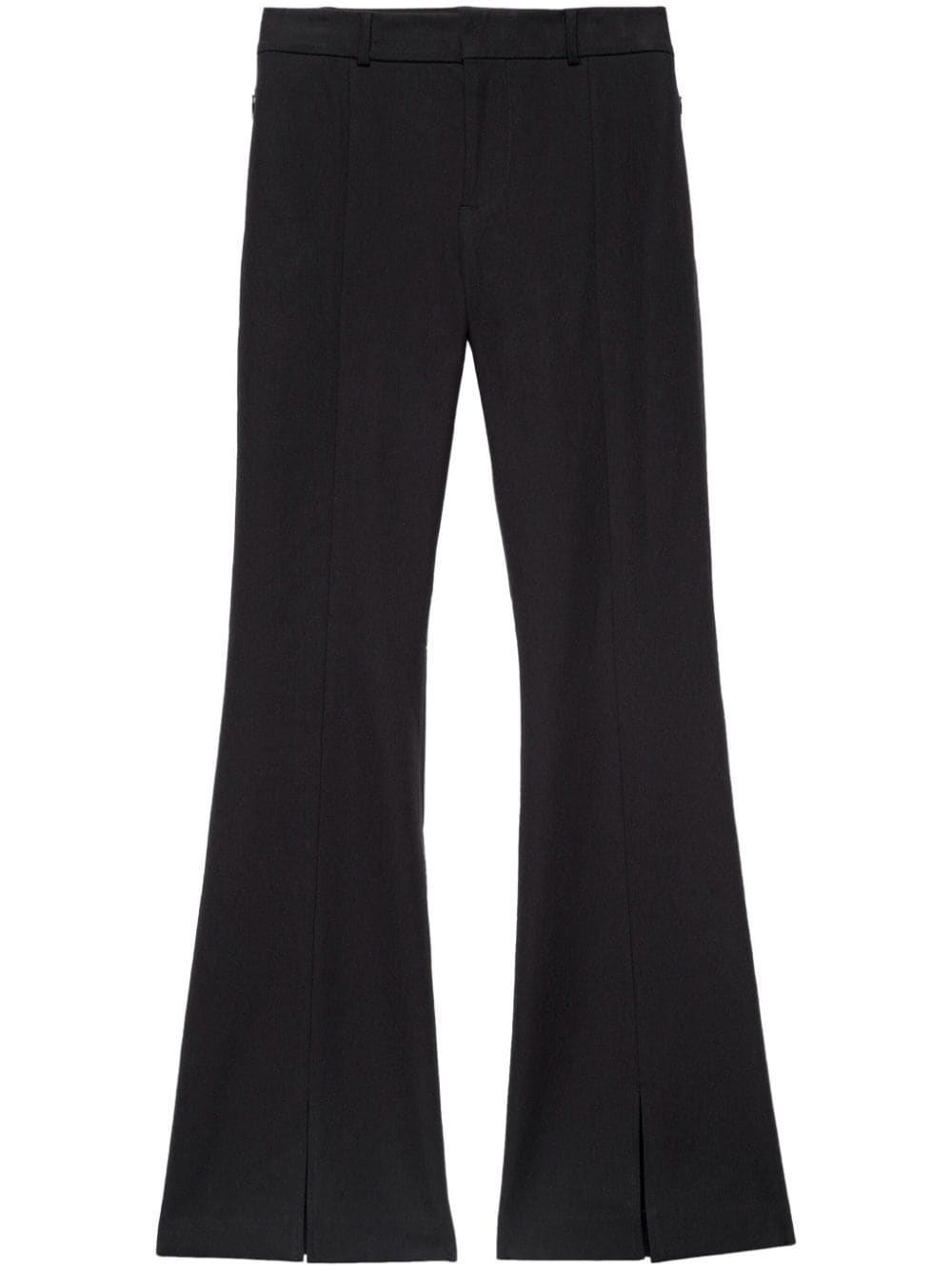 FRAME pleat-detail cotton flared trousers - Black von FRAME