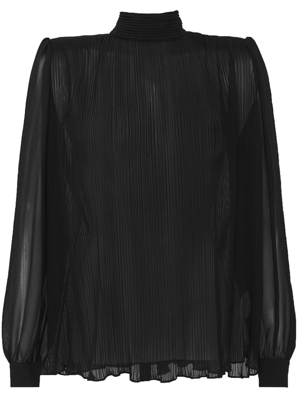 FRAME plissé-effect high-neck blouse - Black von FRAME