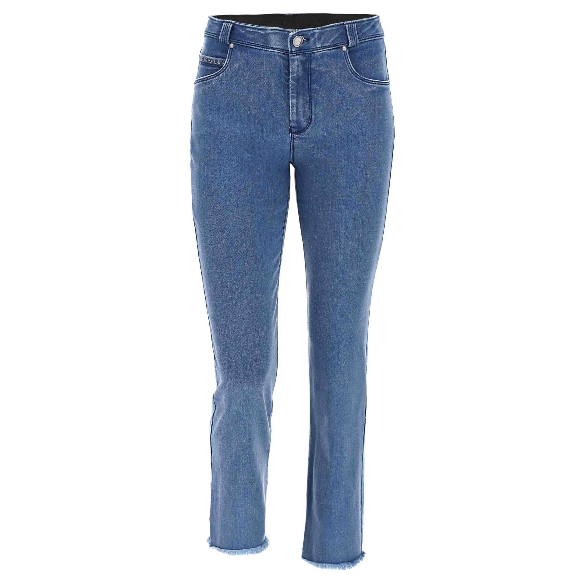 7/8 Jeans Aus Denim Freddy Black Ausgestellt Mit Ausgefranstem Beinsaum Damen Blau Denim S von FREDDY