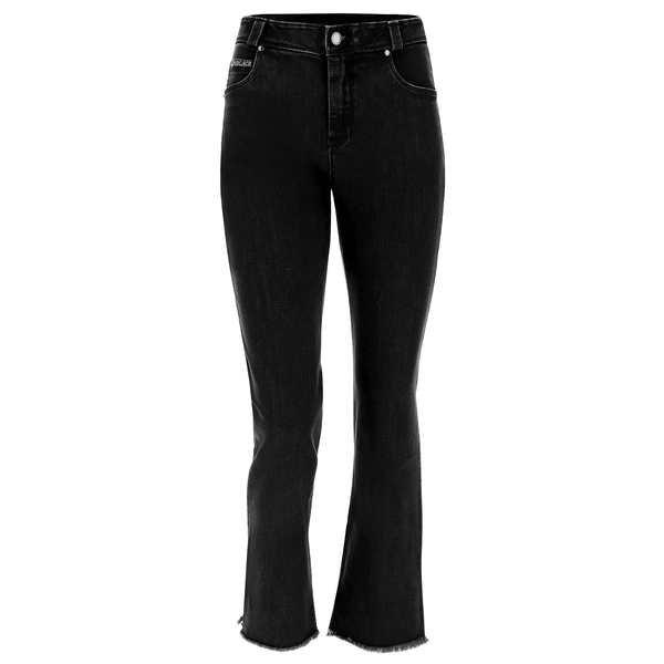 7/8 Jeans Aus Denim Freddy Black Ausgestellt Mit Ausgefranstem Beinsaum Damen Schwarz L von FREDDY