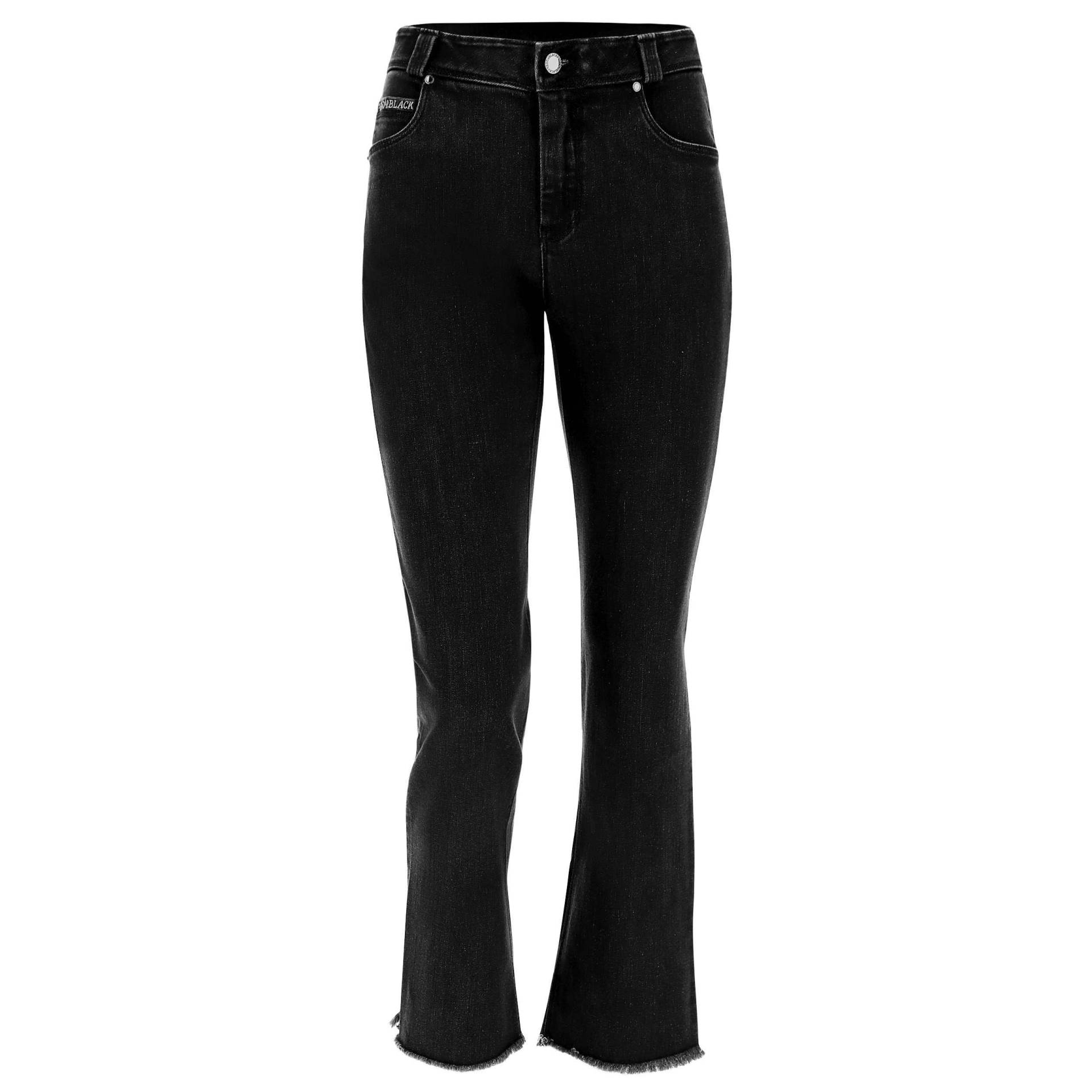 7/8 Jeans Aus Denim Freddy Black Ausgestellt Mit Ausgefranstem Beinsaum Damen Schwarz S von FREDDY