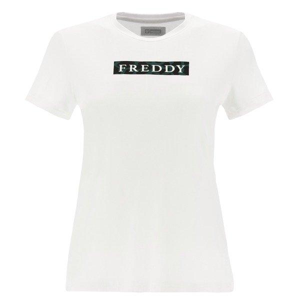 Weisses T-shirt Aus Viskose-jersey Mit Camouflage-hintergrundaufdruck Damen Weiss L von FREDDY