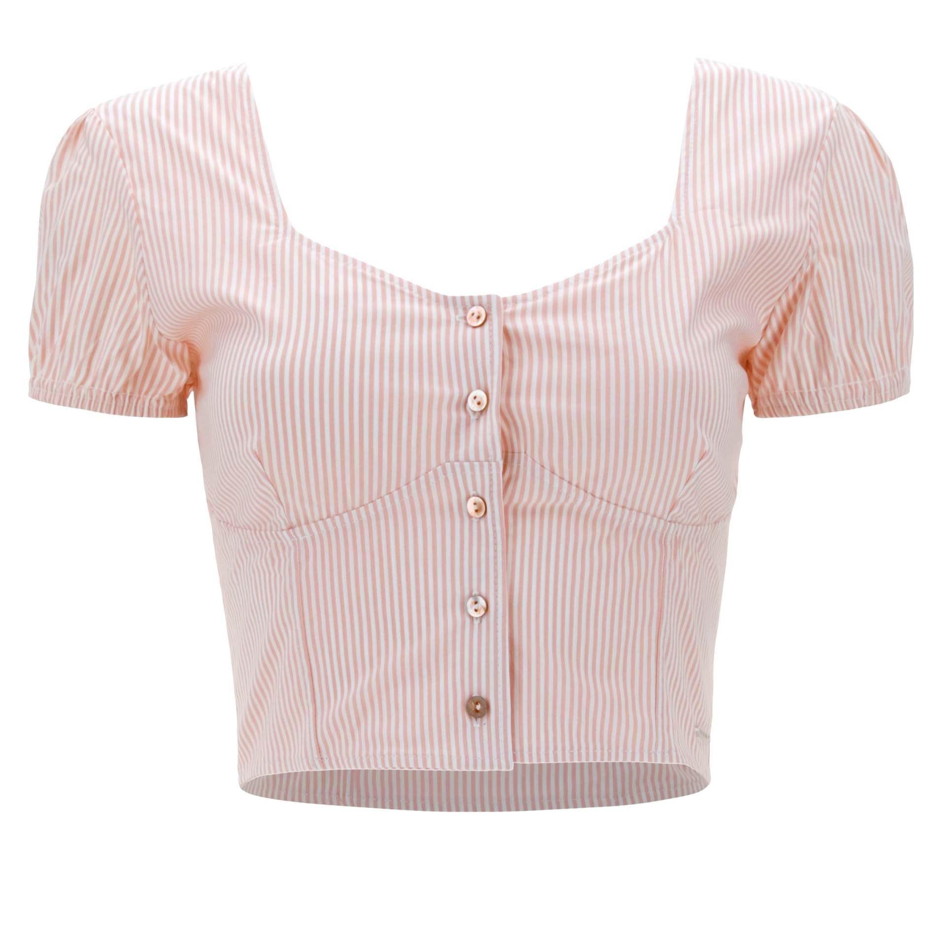 Crop-top Mit Herzförmigem Ausschnitt Und Kurzen Puffärmeln Damen Rosa L von FREDDY