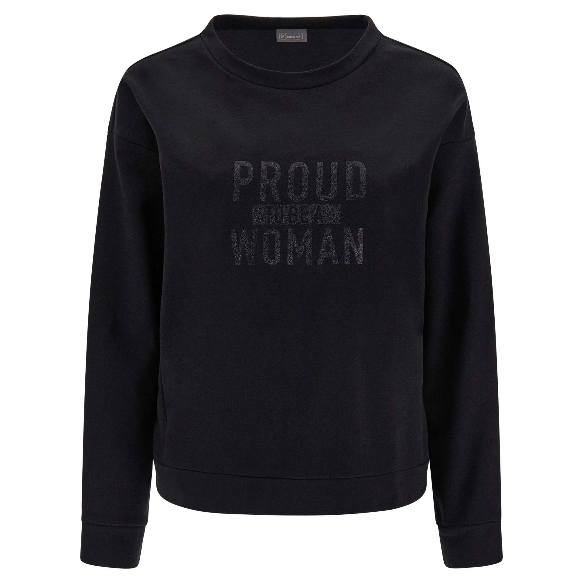 Leichtes Sweatshirt In Übergrösse Mit Glitzer-aufdruck Damen Schwarz S von FREDDY