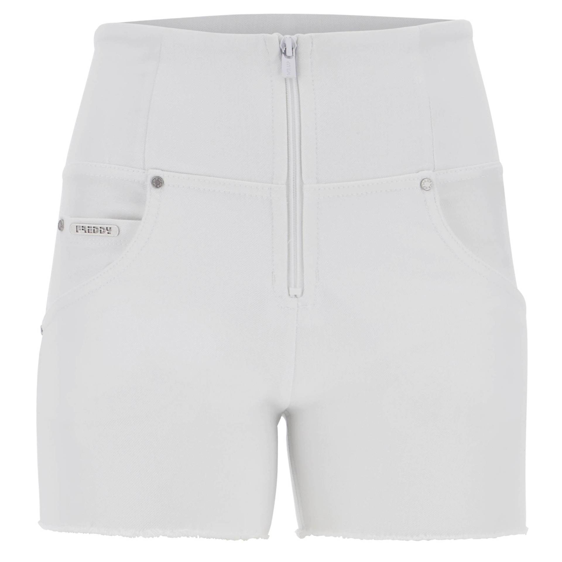 Wr.up® Push-up-shorts Mit Hohem Ausgefranstem Taillenbund Und Stückgefärbt Aus Webstoff Damen Weiss XS von FREDDY