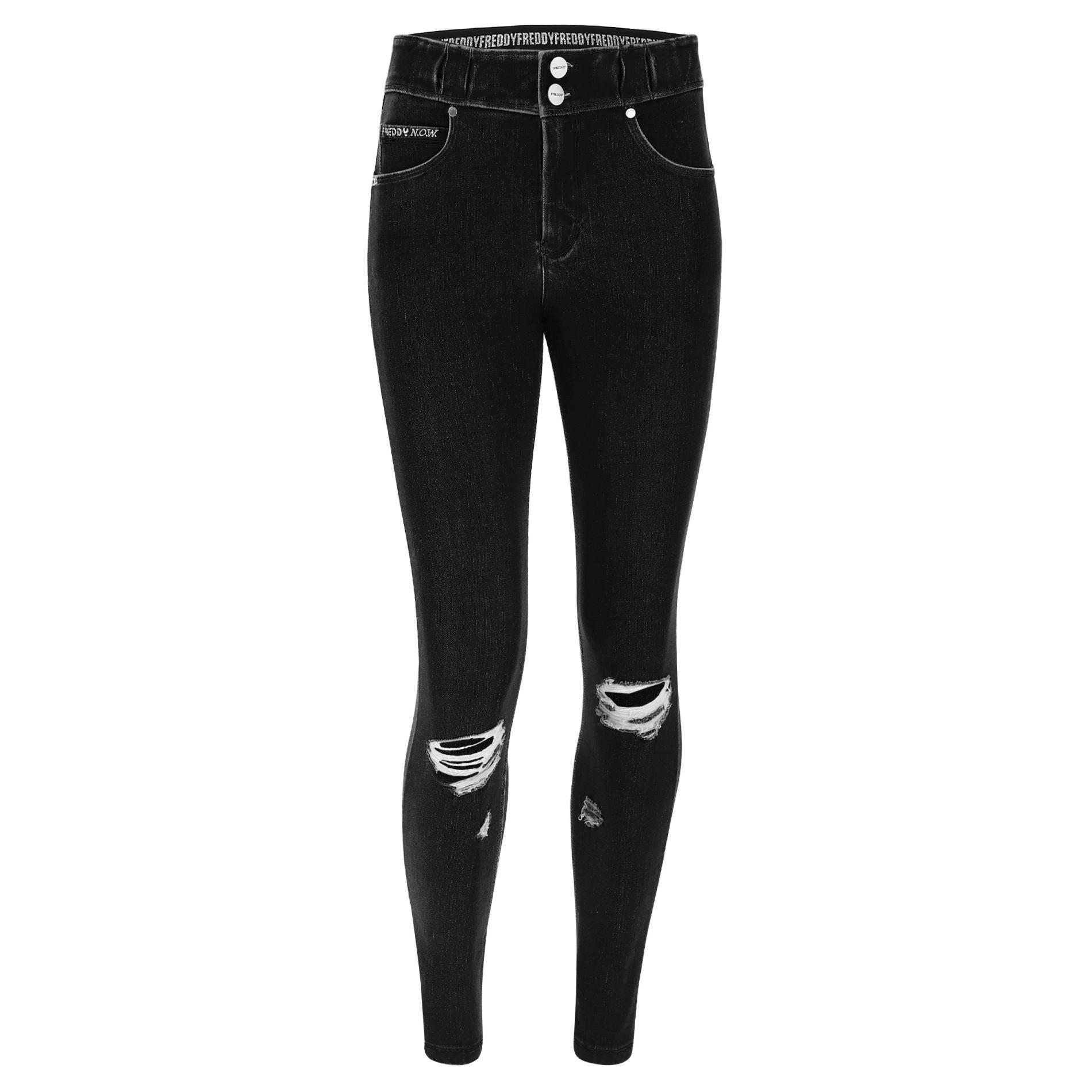 N.o.w.® Pants Mit Mittlerem Taillenbund Aus Tencel-denim Mit Rissen Damen Schwarz S von FREDDY