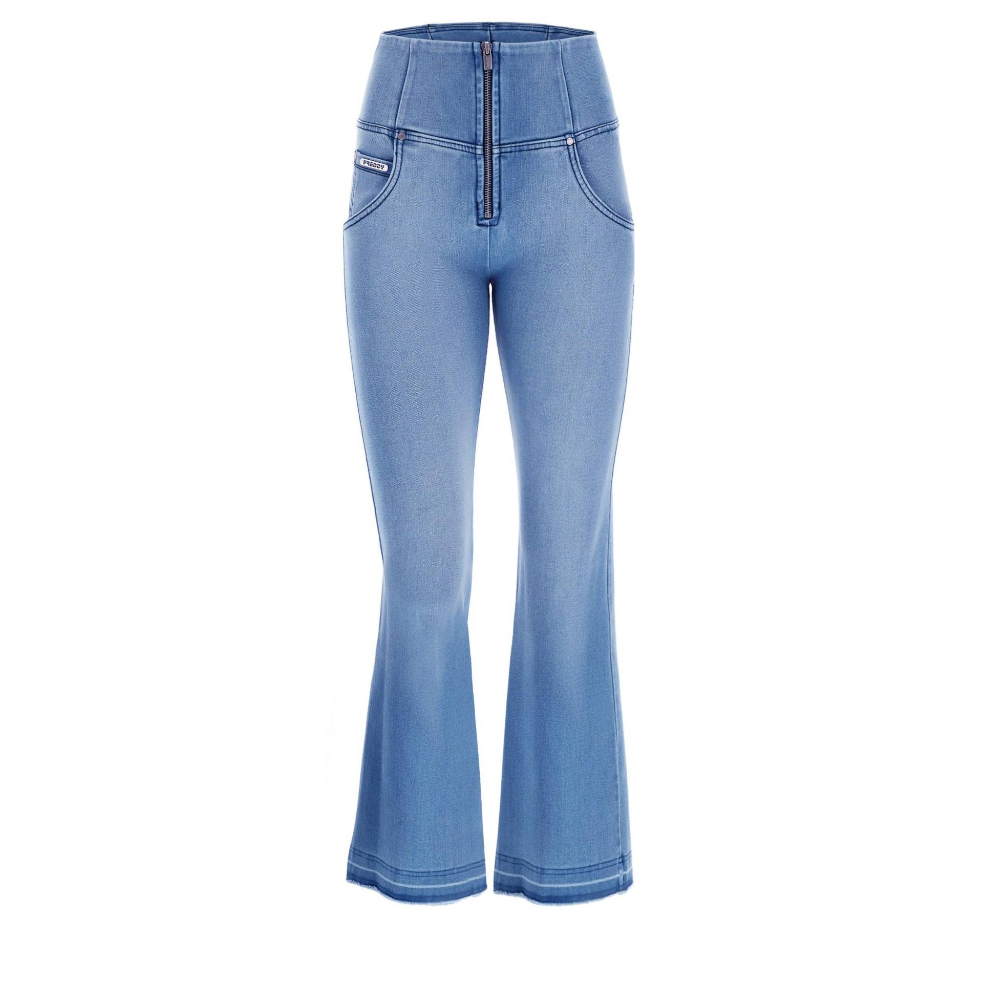 Wr.up® Push-up-jeans In 7/8-länge Mit Flared-saum Und Raw-edge-effekt Damen Blau Denim L von FREDDY